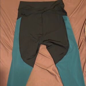 POP Fit Black and Blue Leggings Athletic Stretch